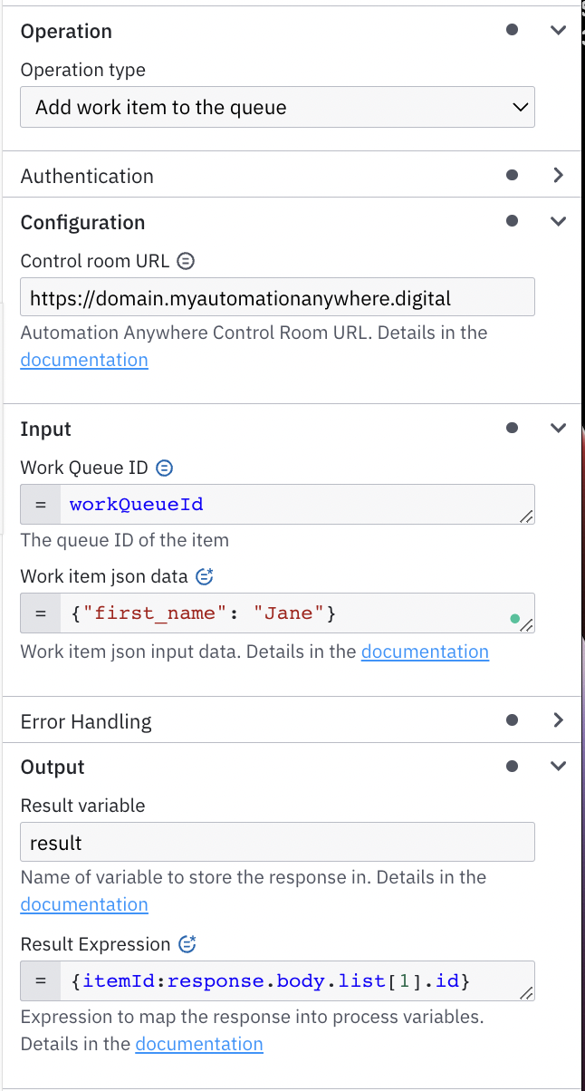 AA add work item to the queue