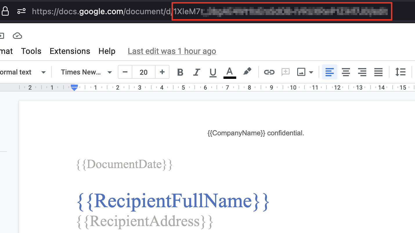 Google Drive Connector get template ID