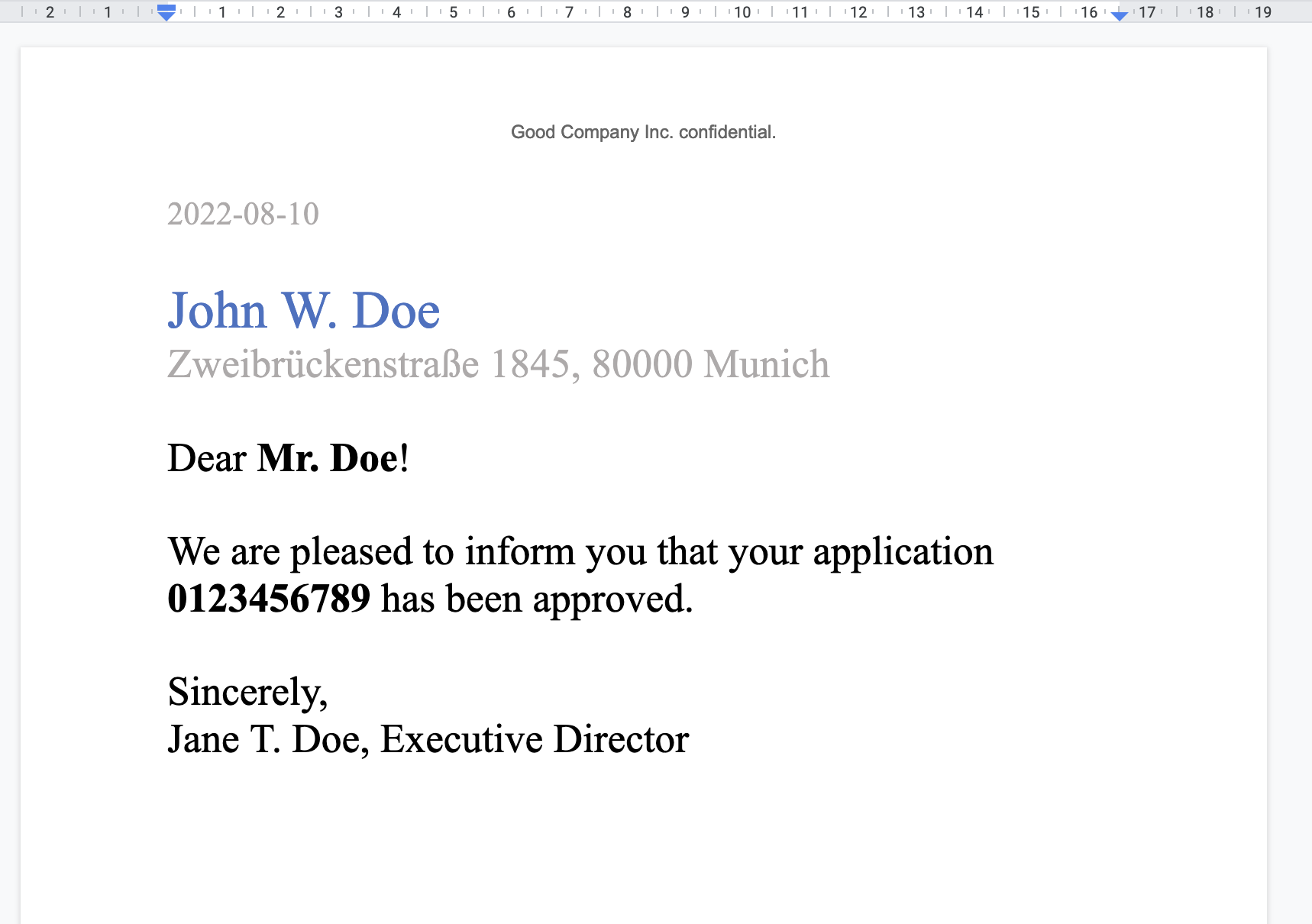 Google Drive Connector processed template example