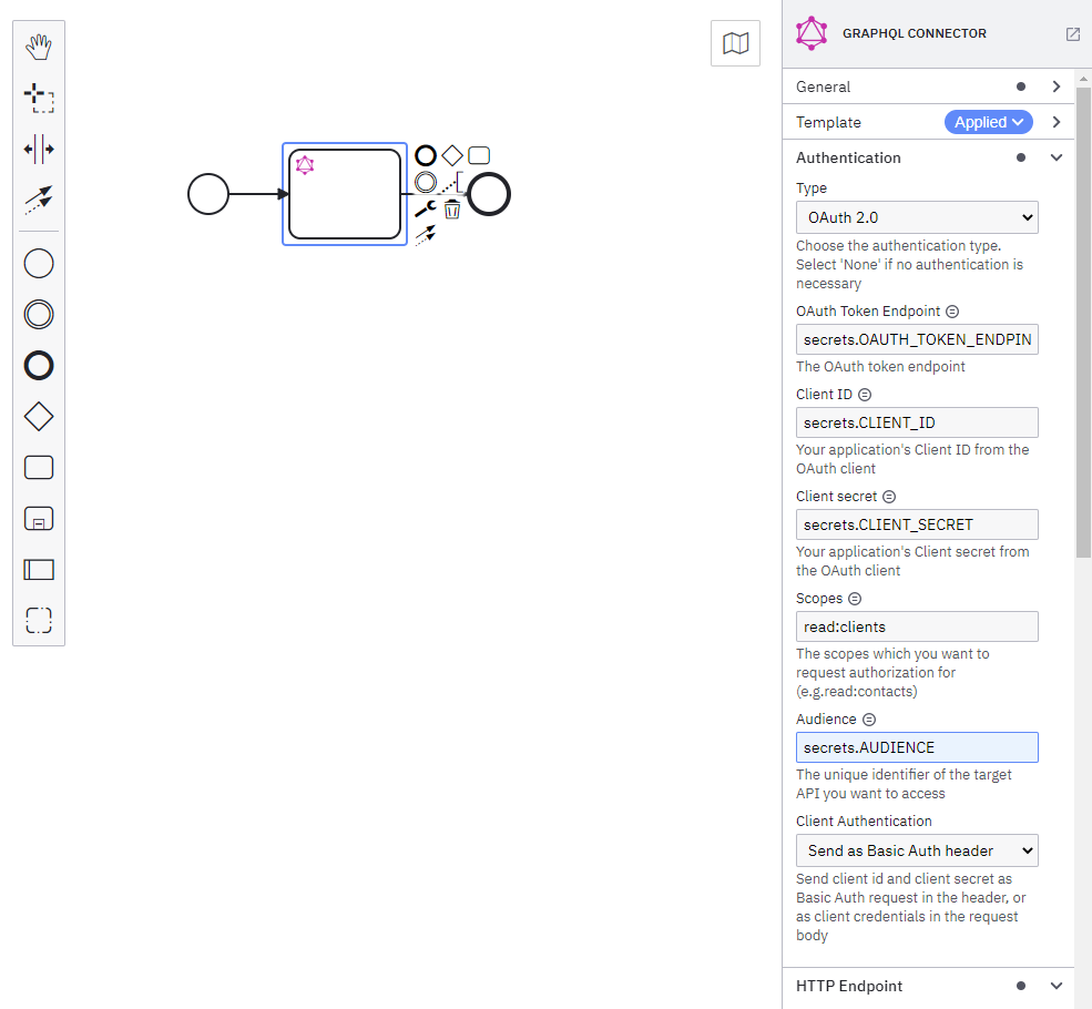 graphql Connector oauth token