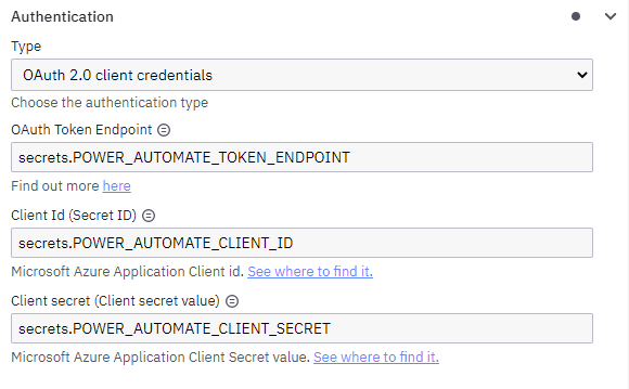 Power Automate Connector oauth token
