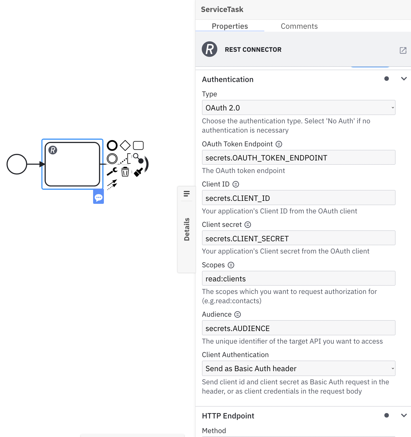 rest Connector oauth token