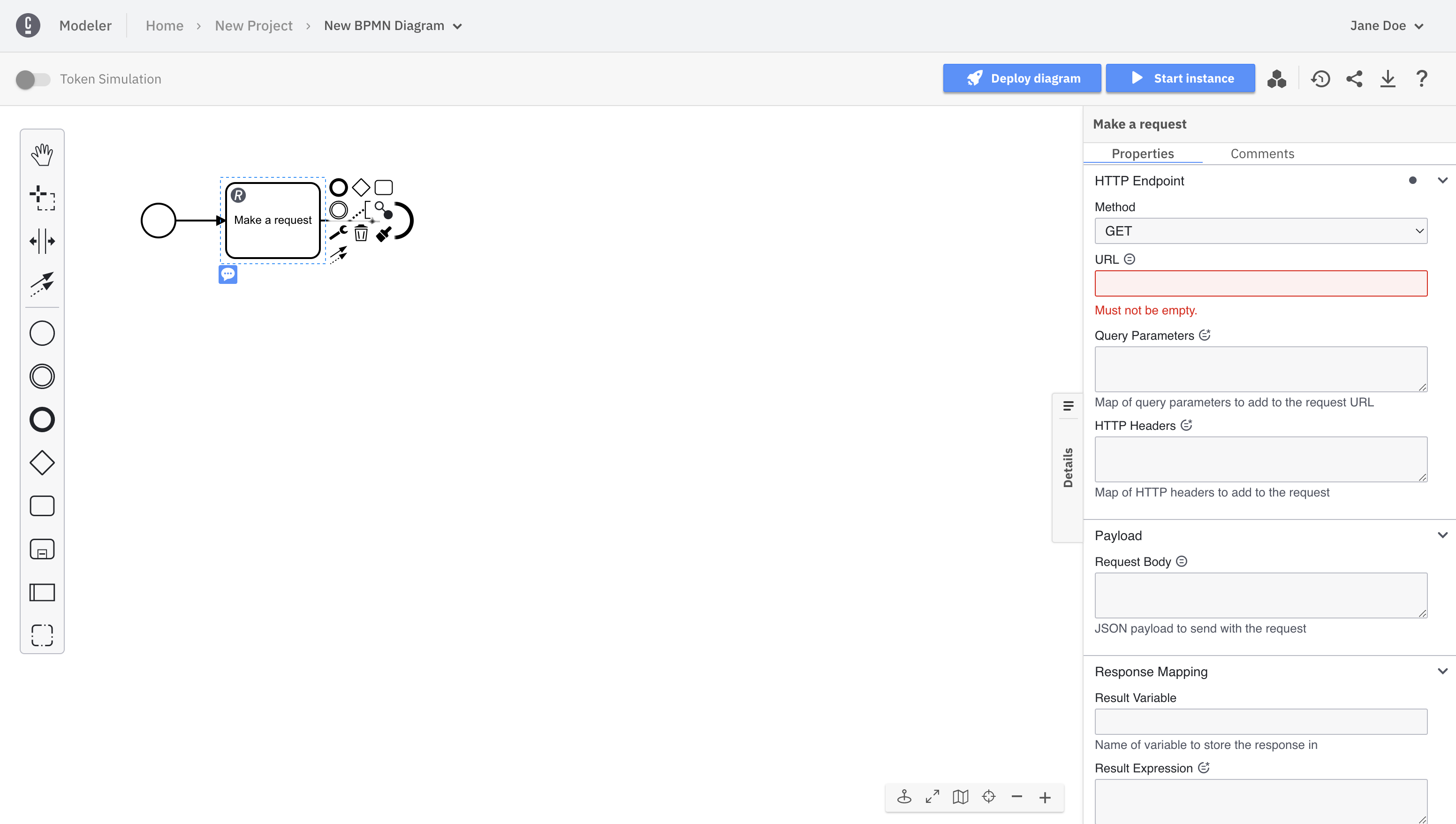 rest connector red properties