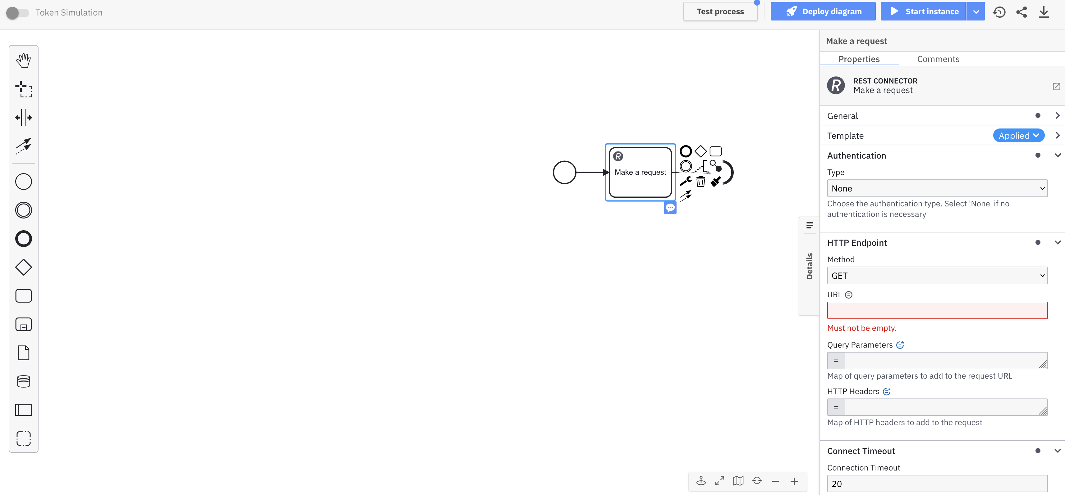 rest Connector red properties