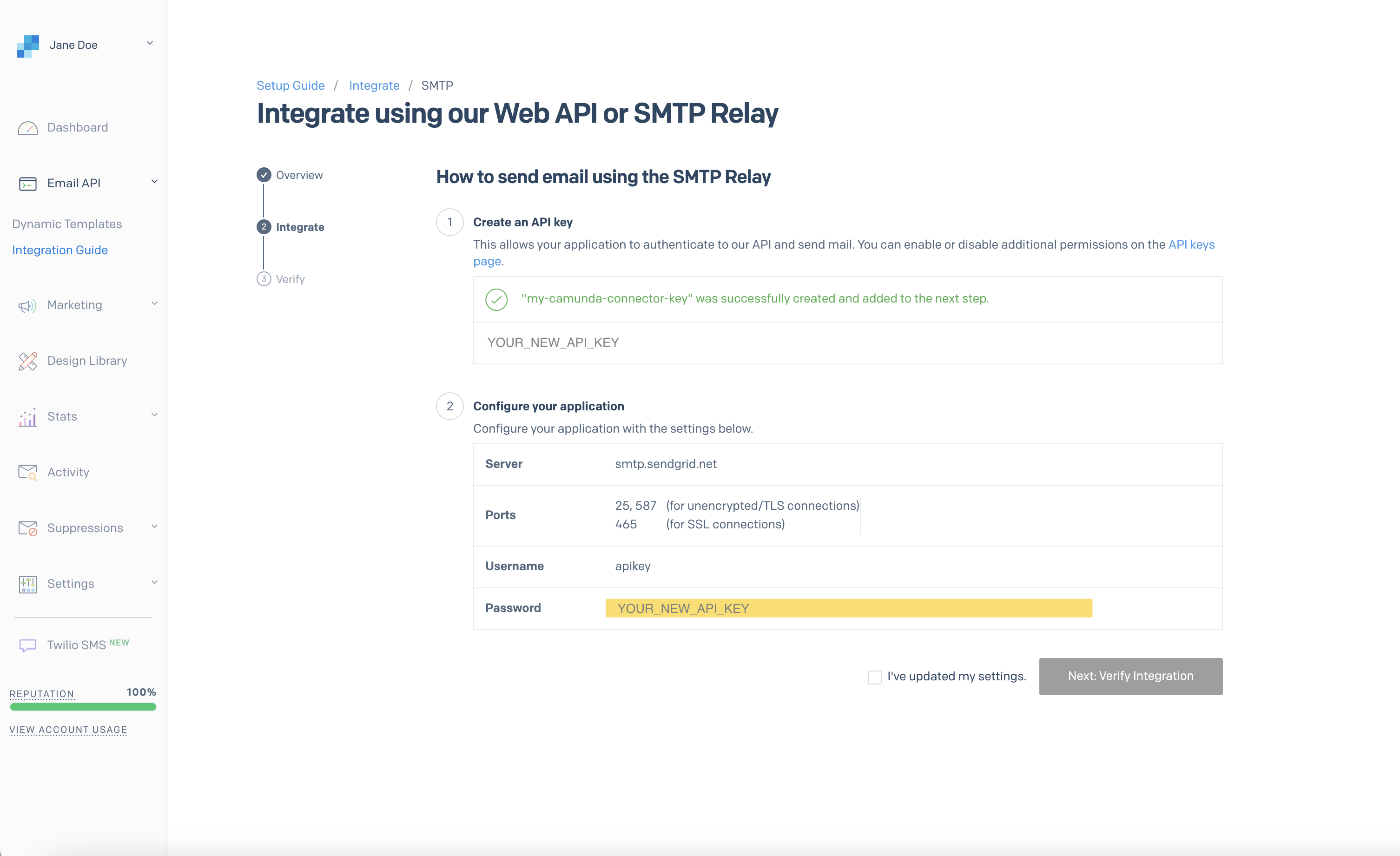 create sendgrid api key