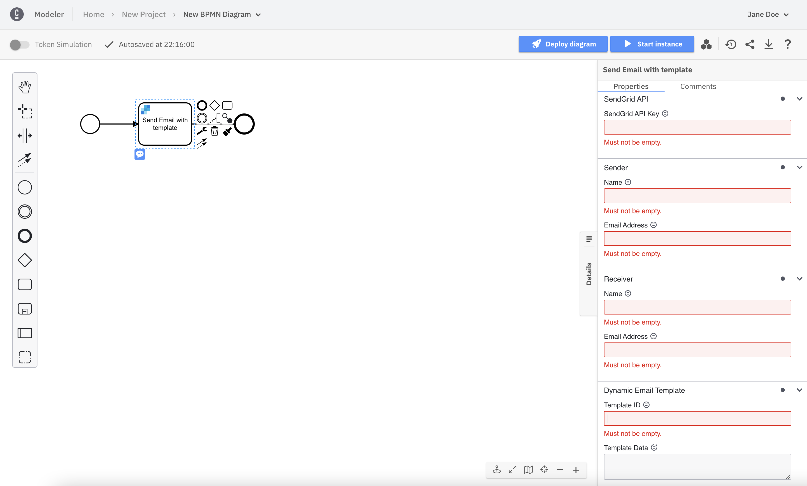sendgrid email template connector red properties