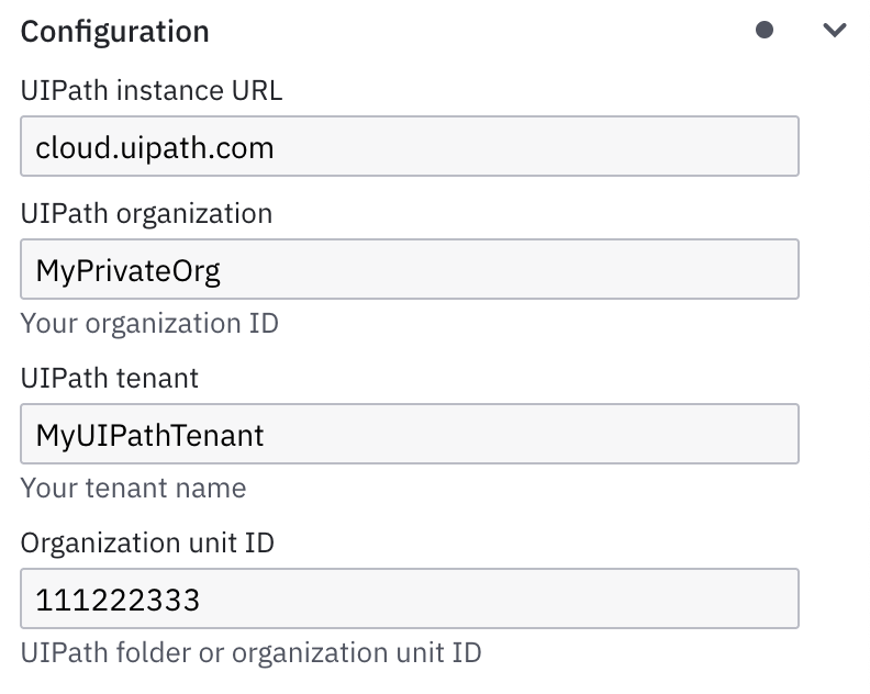 UIPath Connector configuration