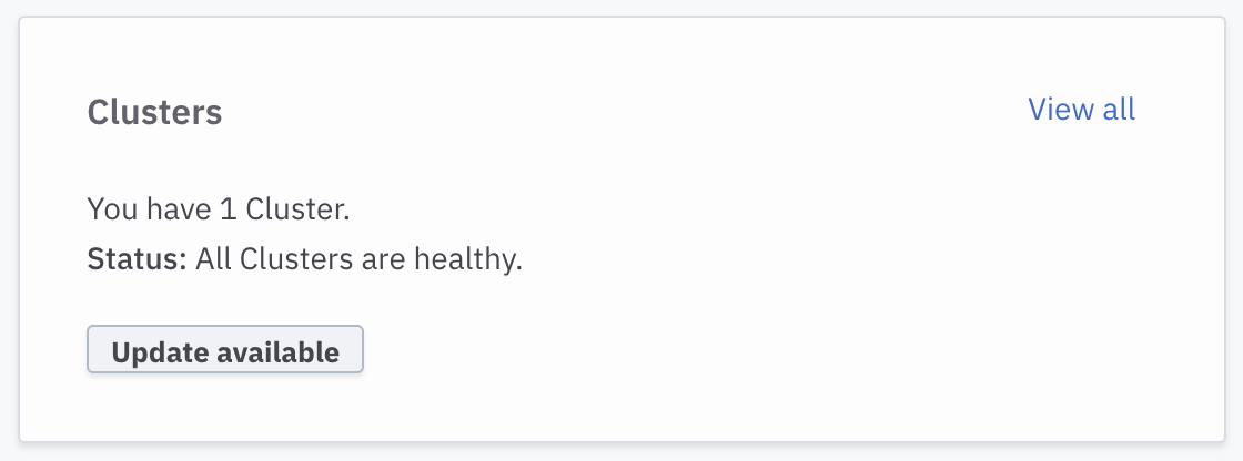 Console with notice to update the cluster in Camunda Platform 8 SaaS