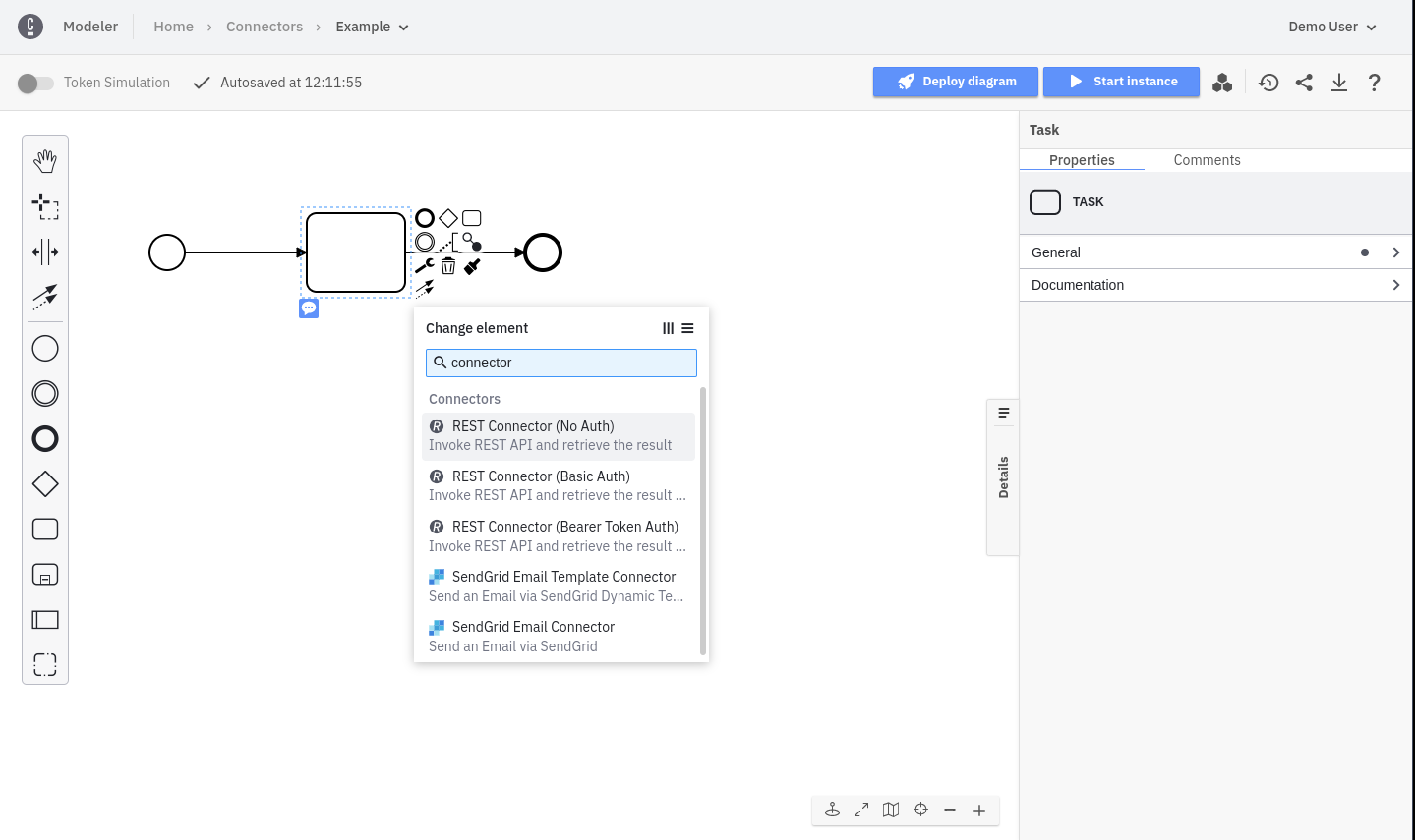connectors context menu