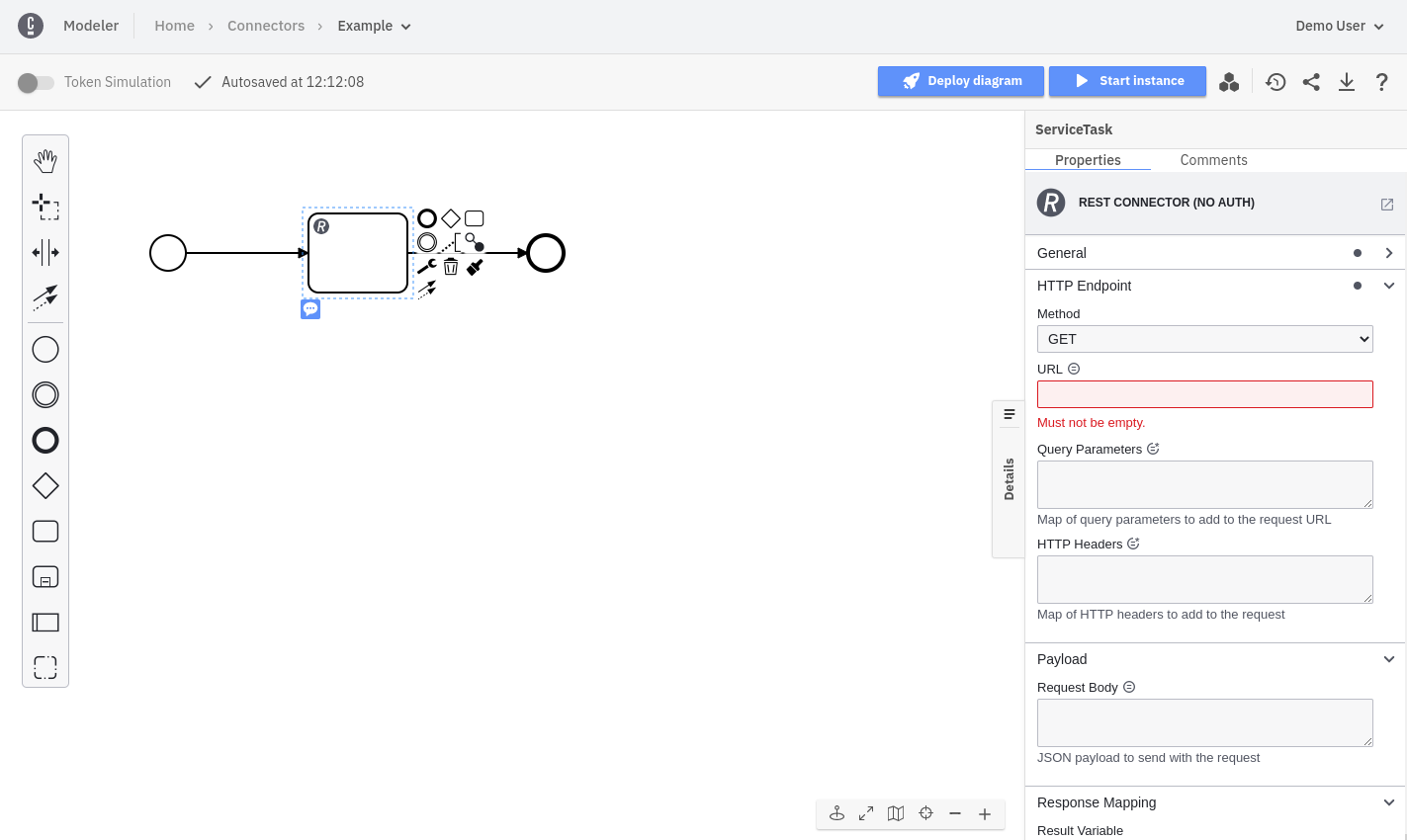 Connectors properties panel